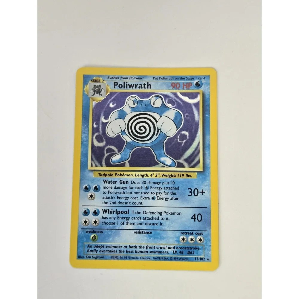 poliwrath holographic pokemon card POLIWRATH - 13/102 - Base Set - Holo - Pokemon Card - Exc / Near Mint